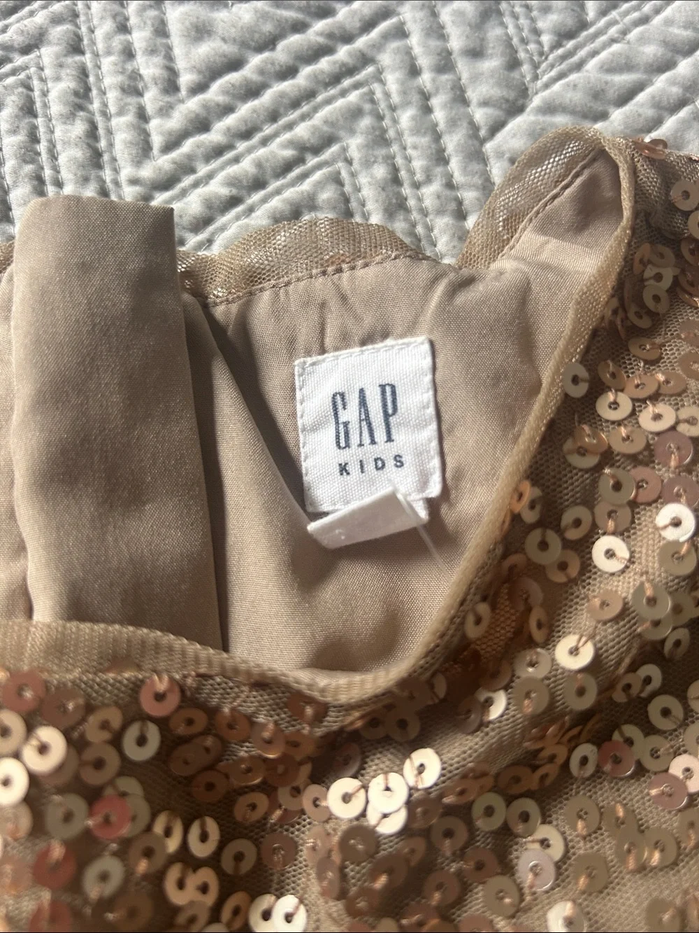 GAP Girls Metallic Sequin Dress in Gold